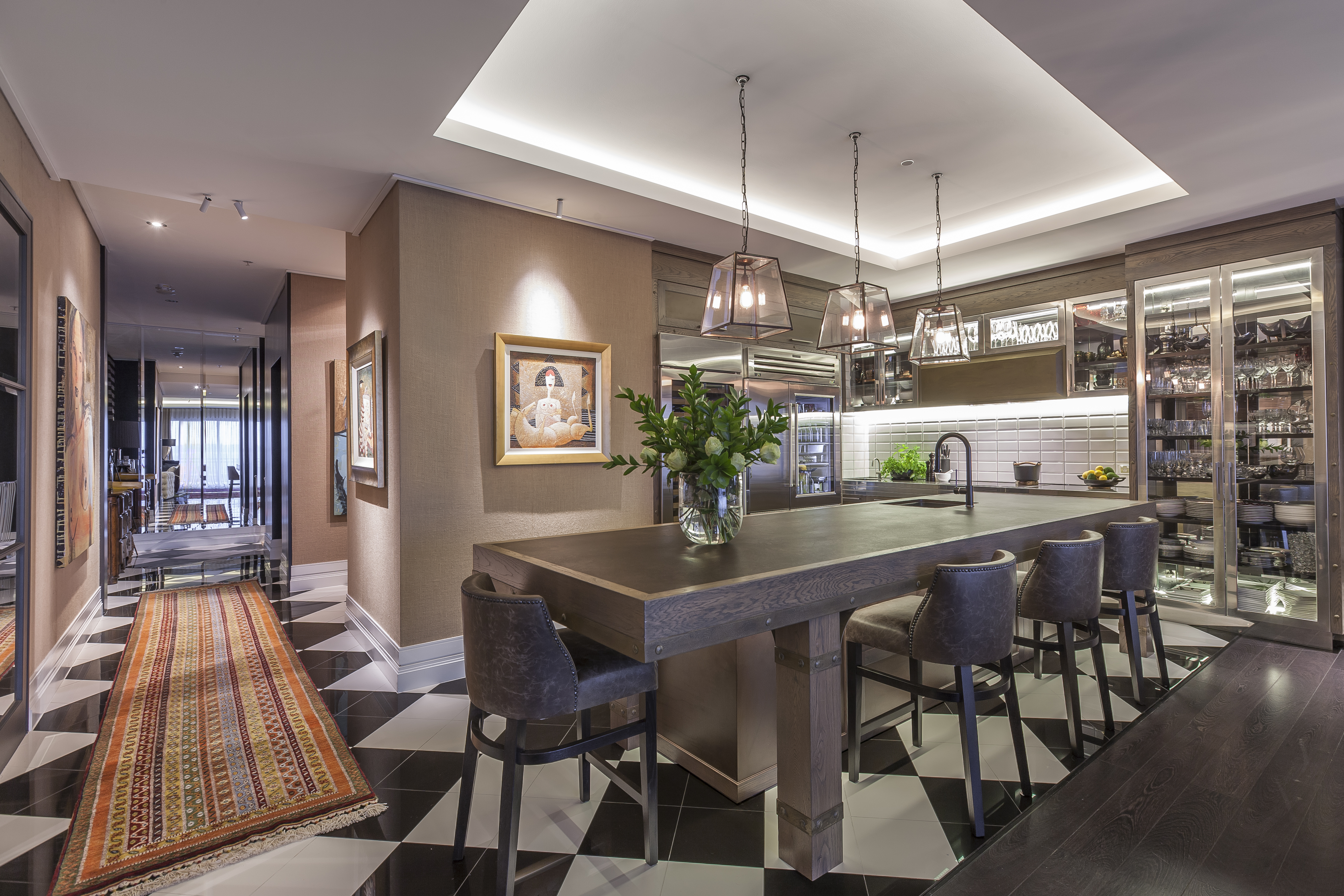 Stainless steel, copper and rustic timber combine for a unique look.